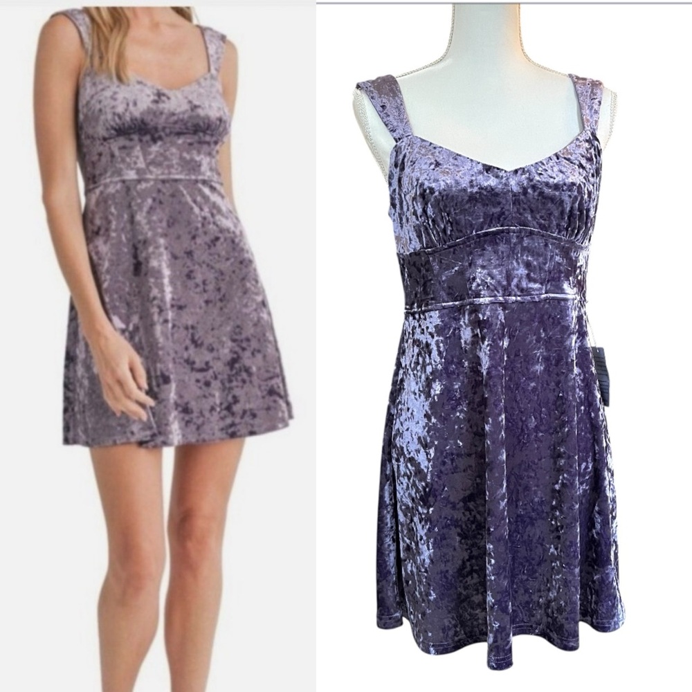 NWT Lush Purple Crushed Velvet Mini Dress